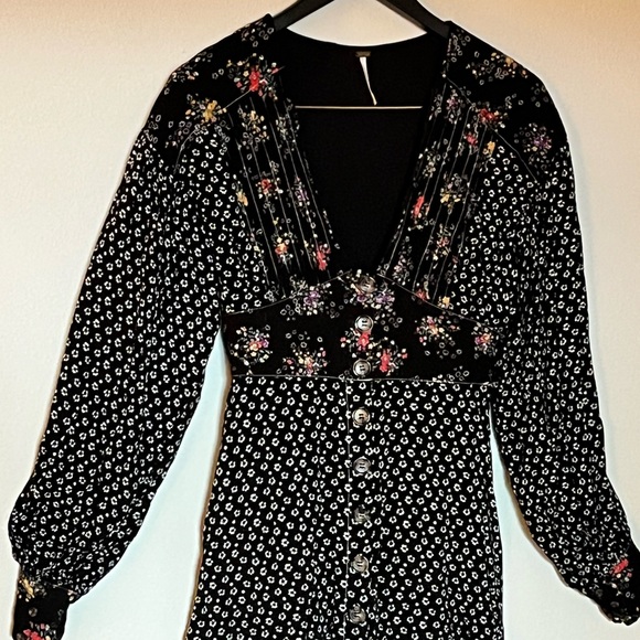 Free People Long Sleeve Floral Mini Dress - Picture 2 of 6